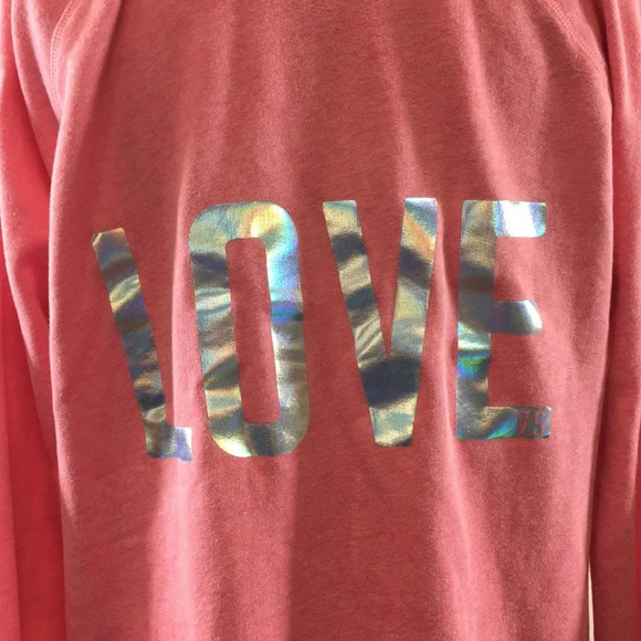 Victoria's Secret Pink‎ Love Hoodie Sweatshirt Womens Small Sequins Pullover - Picture 4 of 14